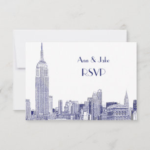 Paysage urbain de NYC 01 Gravé Blanc RSVP #2 Bleu