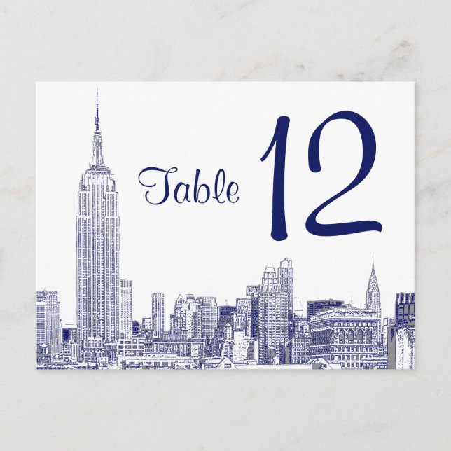 Paysage urbain de NYC gravé 01 Numéro de table Ble (Devant)