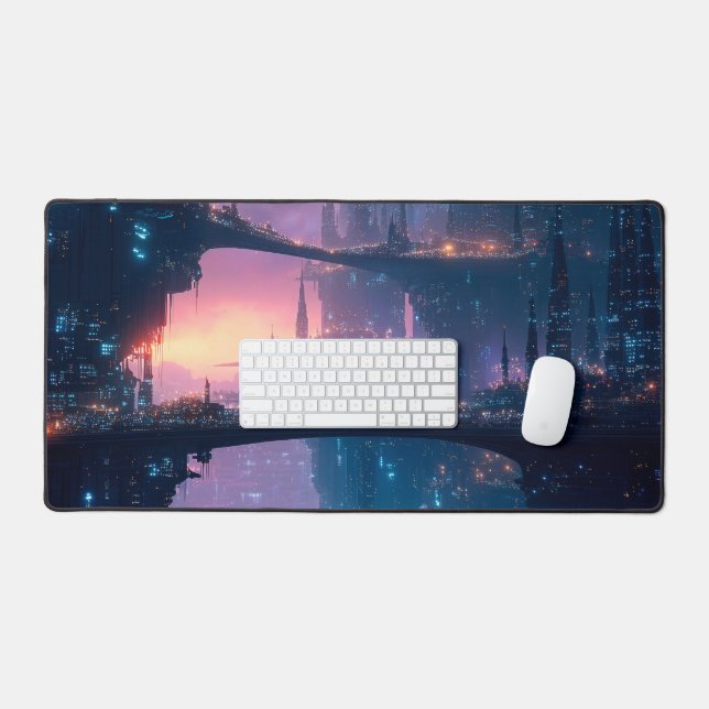 Paysage urbain futuriste au crépuscule (Clavier et souris)