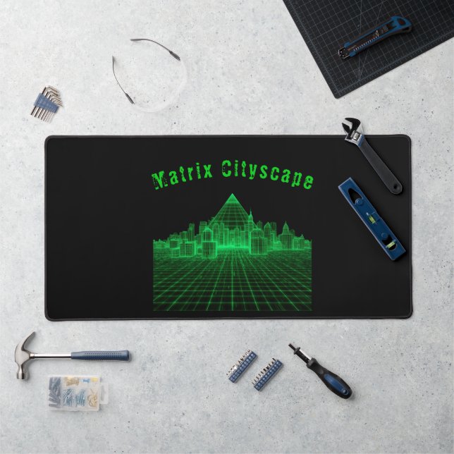 Paysage urbain Matrix Néon Vert Système Cyberpunk  (Poste de travail)
