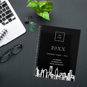 Paysage urbain ville noir blanc logo entreprise mo