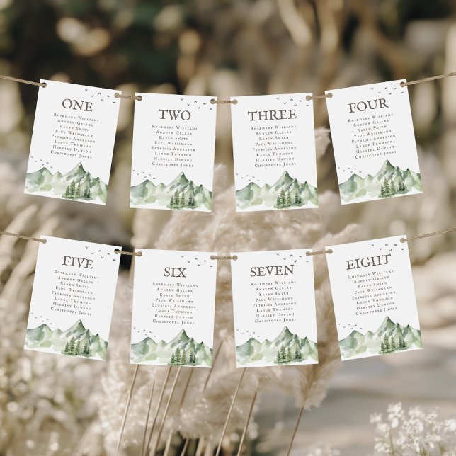 Paysage vert serein 8 invités nom numéro de table (Créateur téléchargé)