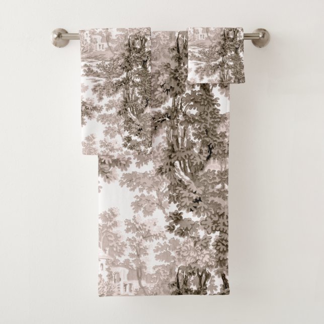 Paysage vintage Cottage Toile Brown & Blanc (En situation)