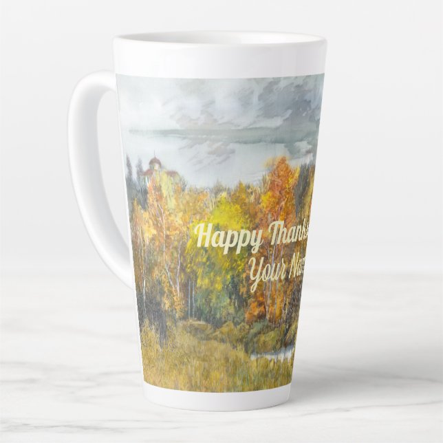 Paysages automnaux aquarelle Latte Mug (Angle gauche)