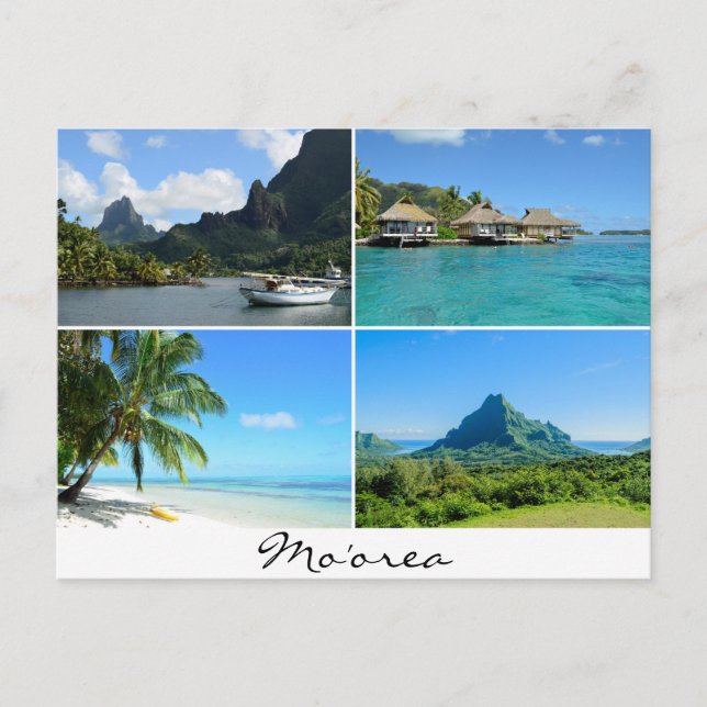 Paysages de Moorea collage texte carte postale (Devant)