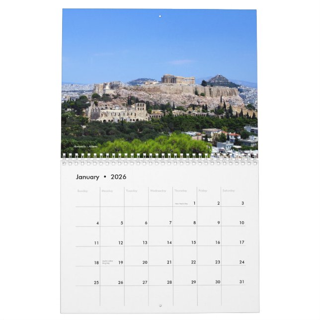 Paysages du calendrier mural grec (Jan 2026)