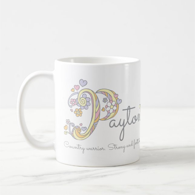 Payton lettre p nom signifiant mug monogramme (Gauche)