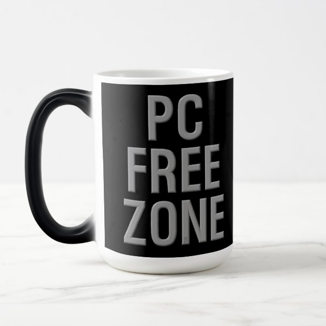 PC Free Zone black morphing mug (Gauche)