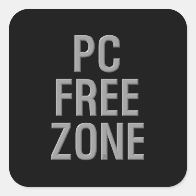 PC Free Zone carré noir autocollant (Devant)