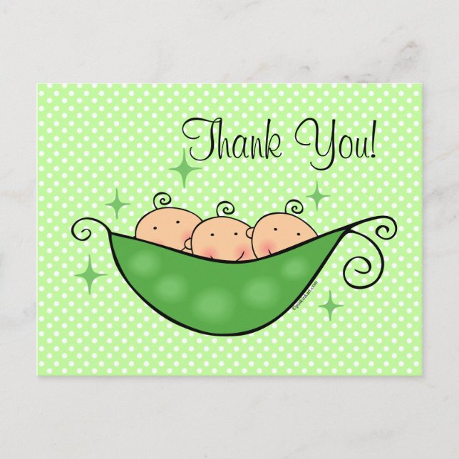 Pea Dans Mon Pod Triplé Merci Carte Postale (Devant)
