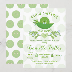 Pea in a Pod Baby Shower Invitations for Baby Boy