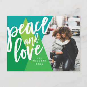 Peace and Love Bright Christmas Carte photo