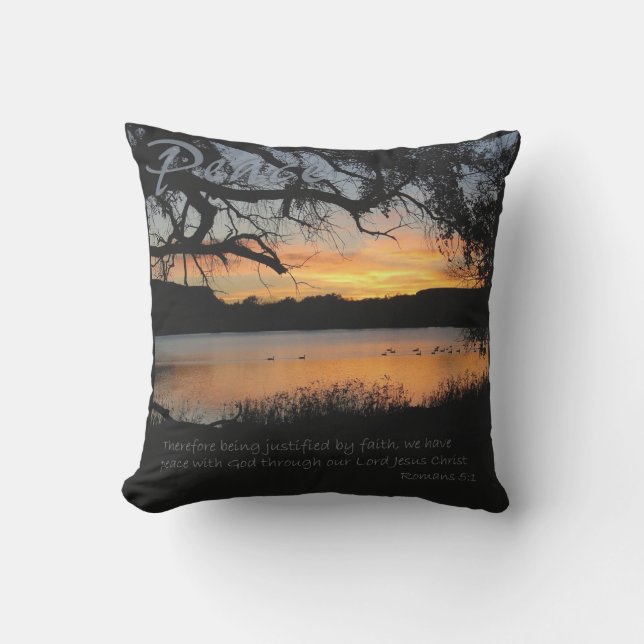Peace Coussin Lake Sunset Coussins Romans 5 (Recto)