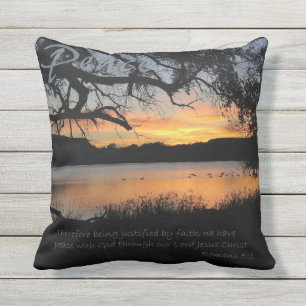 Peace Coussin Lake Sunset Coussins Romans 5