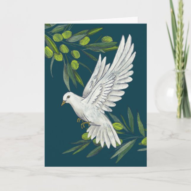 Peace Dove and Olive Branches Carte de voeux (Devant)