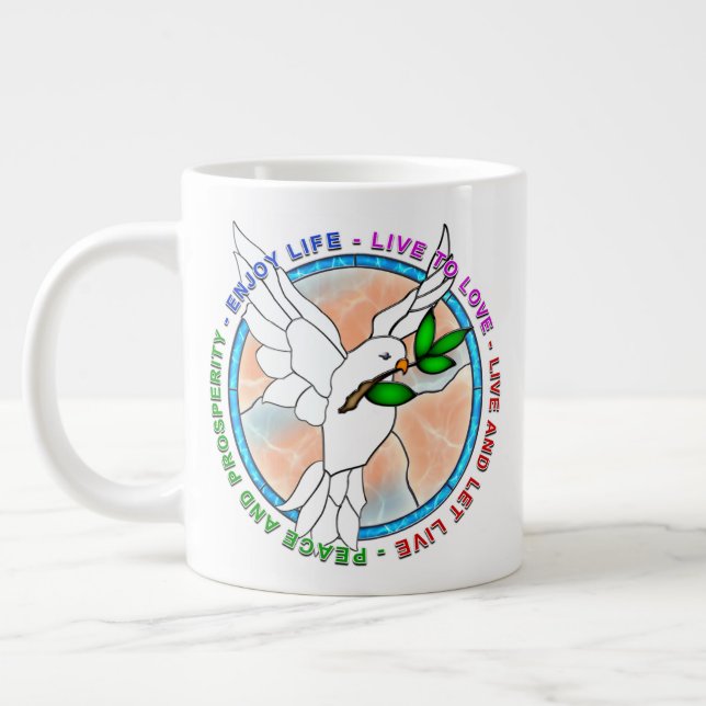 "PEACE DOVE" Mug de café géant 20oz (Gauche)