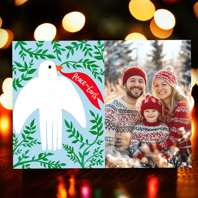 Peace Dove Noël Carte photo PERSONNALISÉ (Peace Dove Christmas Holiday CUSTOM PHOTO Card
)