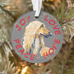 Peace Hope Log Afghan Dog Christmas