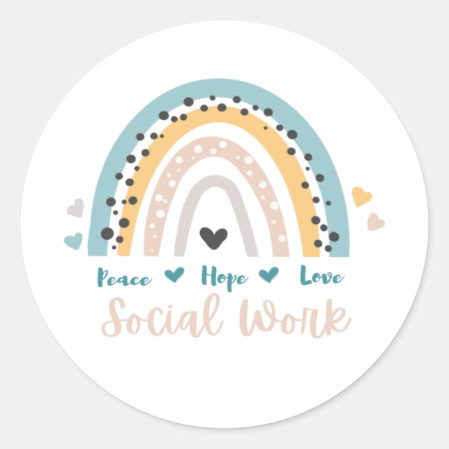 Peace Hope Love Social Work Round Sticker (Devant)