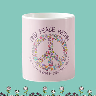 Peace In Floral Mug - Drinkware personnalisable