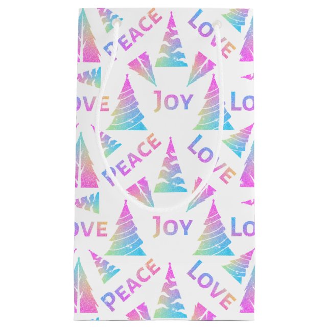 Peace Jove Love Christmas Tree Petit sac cadeau (Devant)