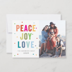 Peace Jove Love Typographie Carte photo de vacance