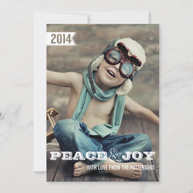Peace & Joy Big Bold Noël Carte photo de vacances (Devant)