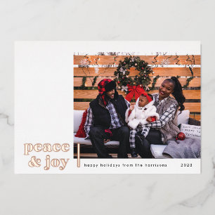 Peace & Joy Corner Modern Foil Photo Carte de vaca