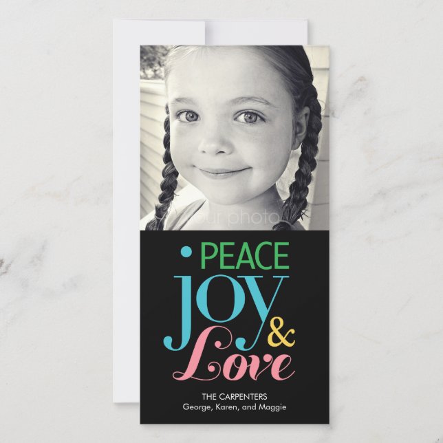 Peace Joy & Love Carte photo de vacances (Devant)