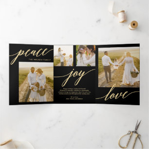 Peace Joy Love Love COULEUR ÉDITABLE Triple Carte 