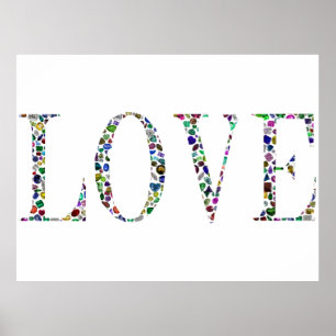 Peace, le mot 'LOVE' Gemstone Poster