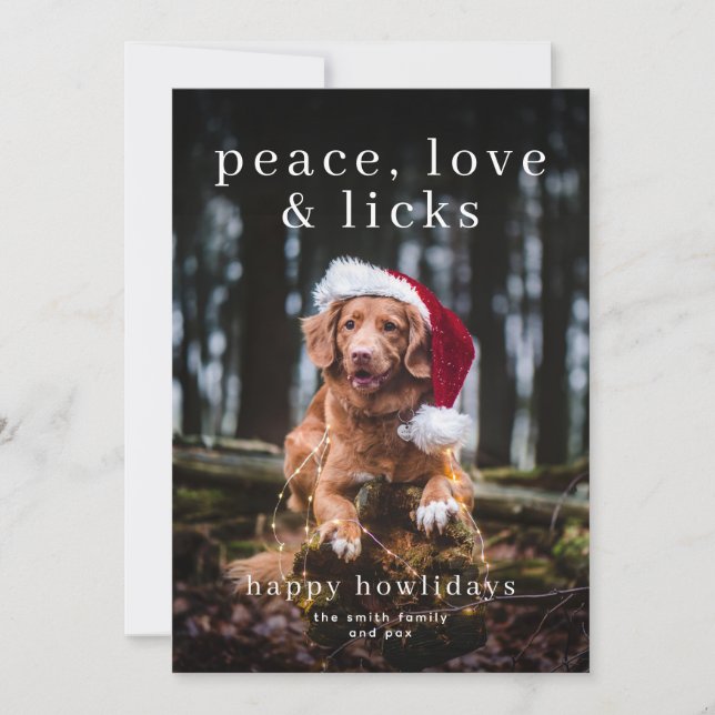 Peace, Love and Licks Happy Howlidays Carte de vac (Devant)