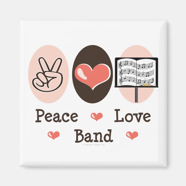 Peace Love Band Magnet (Devant)