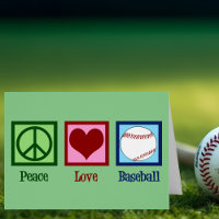 Peace Love Baseball Team Carte de Noël verte