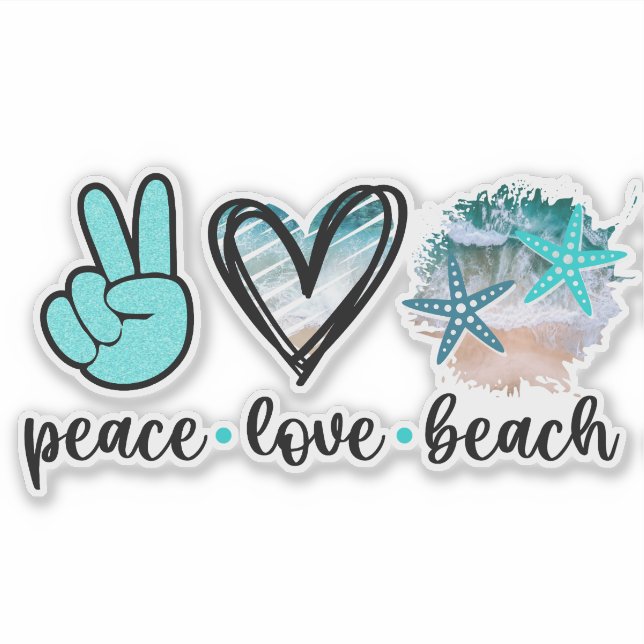 Peace Love Beach Vinyl Sticker – Coastal Vibes (Devant)