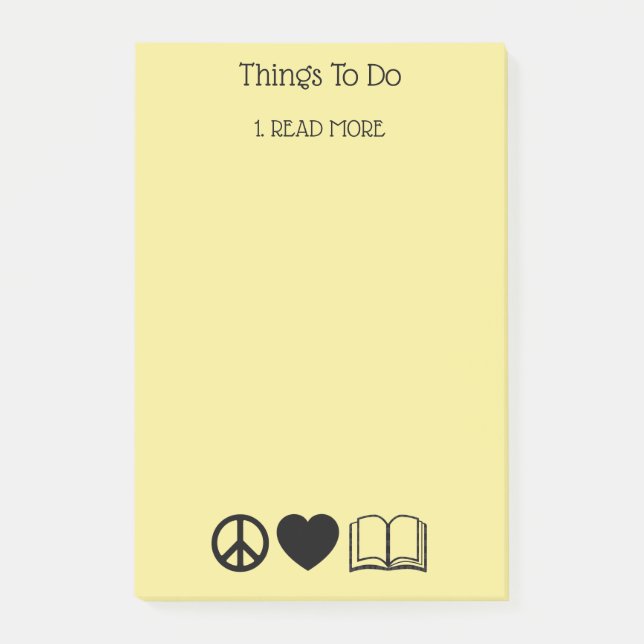 Peace, Love & Books Post-It Notes (Devant)