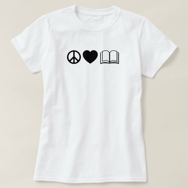Peace, Love & Books T-shirt Basic (Design devant)