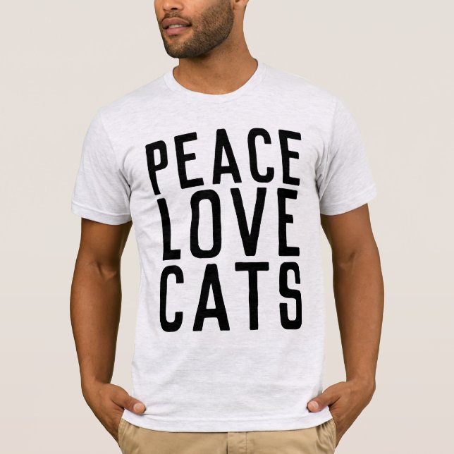 PEACE LOVE CATS, T-shirts Chat hommes (Devant)