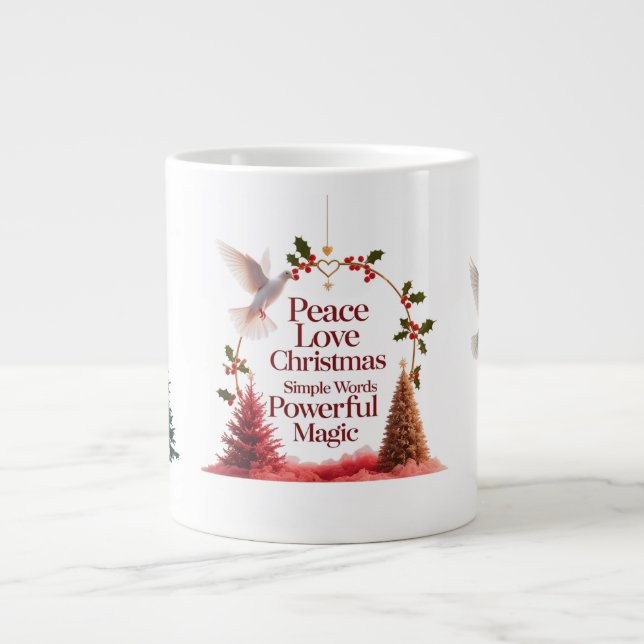 Peace Love Christmas Dove Mug – Specialty Jumbo  (Devant)