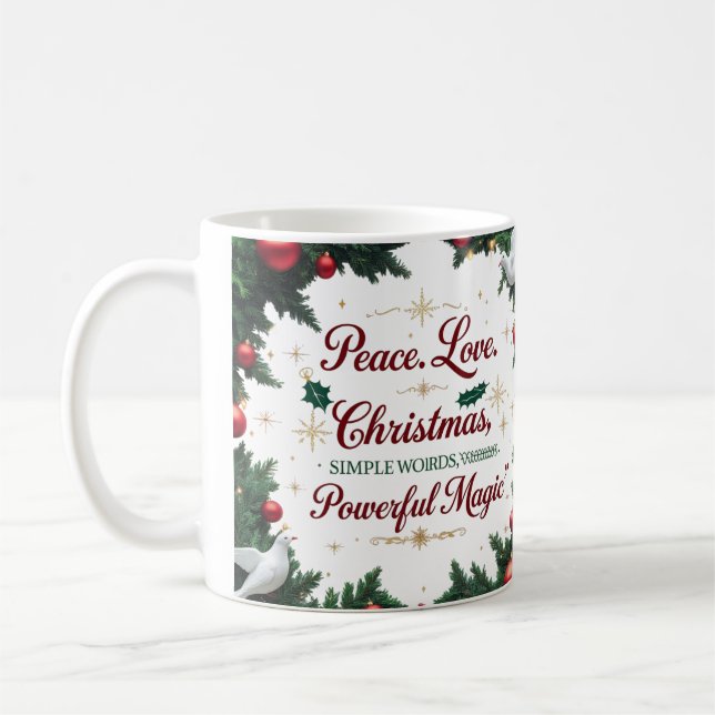 Peace Love Christmas Two-Tone Mug  (Gauche)