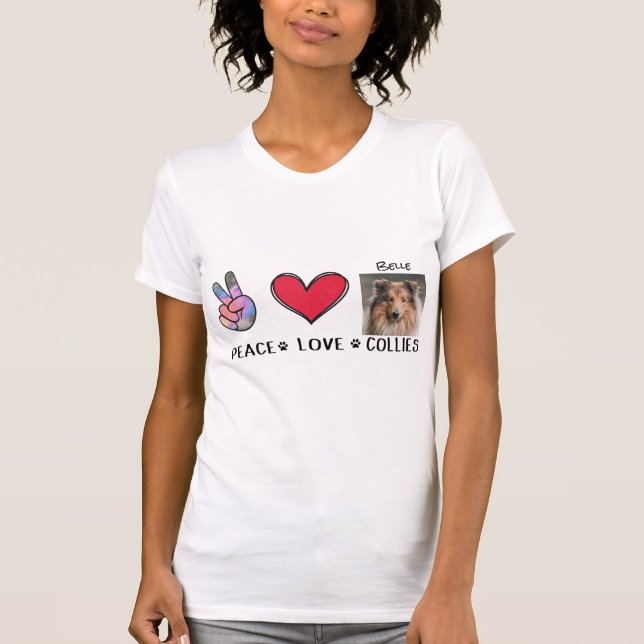 Peace Love Collies Amoureux de les chiens T-shirt (Devant)