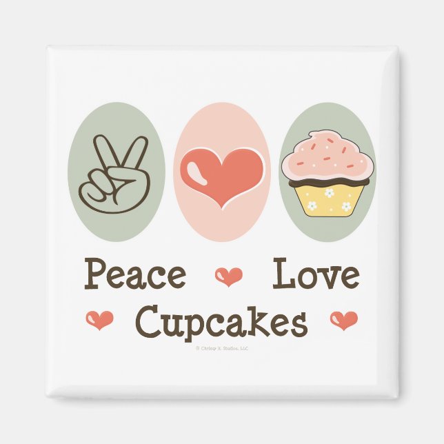 Peace Love Cupcakes Magnet (Devant)