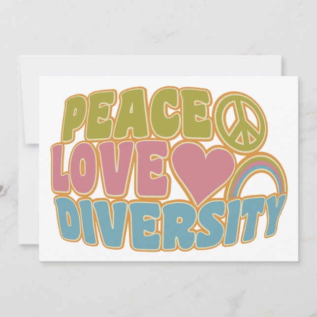 PEACE LOVE DIVERSITÉ faire-part personnalisé (Devant)