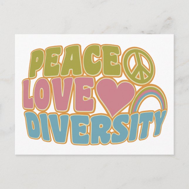 PEACE LOVE DIVERSITY carte postale personnalisée (Devant)
