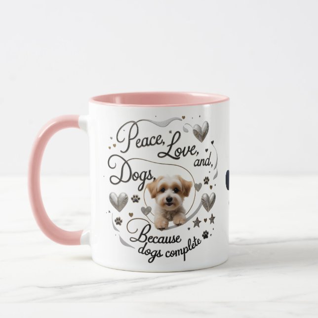 Peace Love Dogs Combo Mug - 11 oz Coeur Chiot (Gauche)