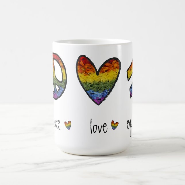 Peace Love Égalité Fierté Floral Café Mug (Centre)