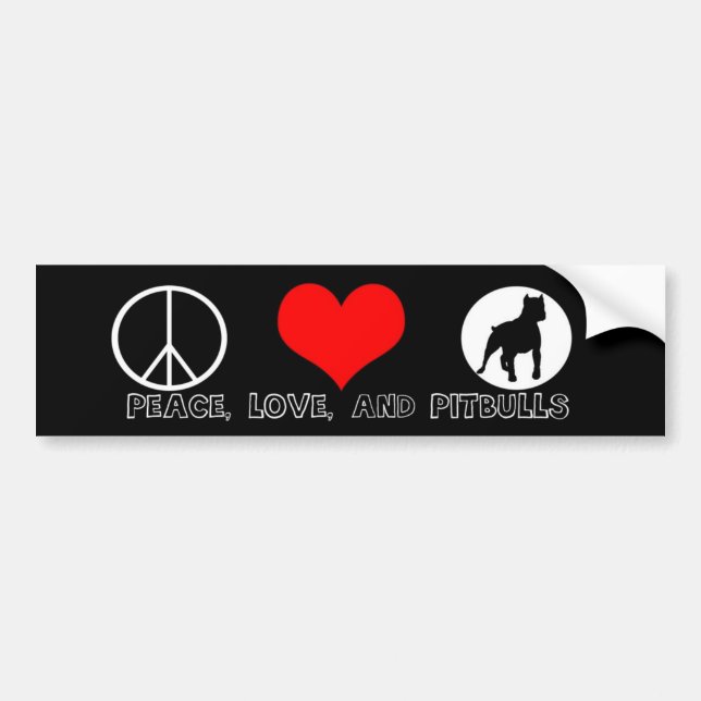 Peace Love et Pitbulls Bumper Sticker Coeur rouge (Devant)