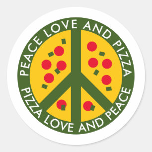 Peace Love et Pizza amusant autocollants sur mesur