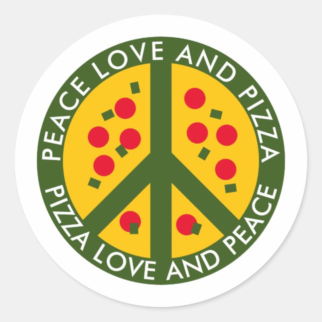 Peace Love et Pizza amusant autocollants sur mesur (Devant)