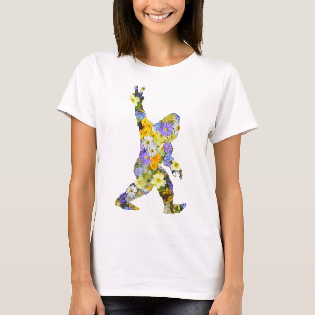 Peace Love Floral Bigfoot T-shirt (Devant)